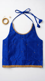 Blue & Ivory halter neck ethnic skirt and top for girls