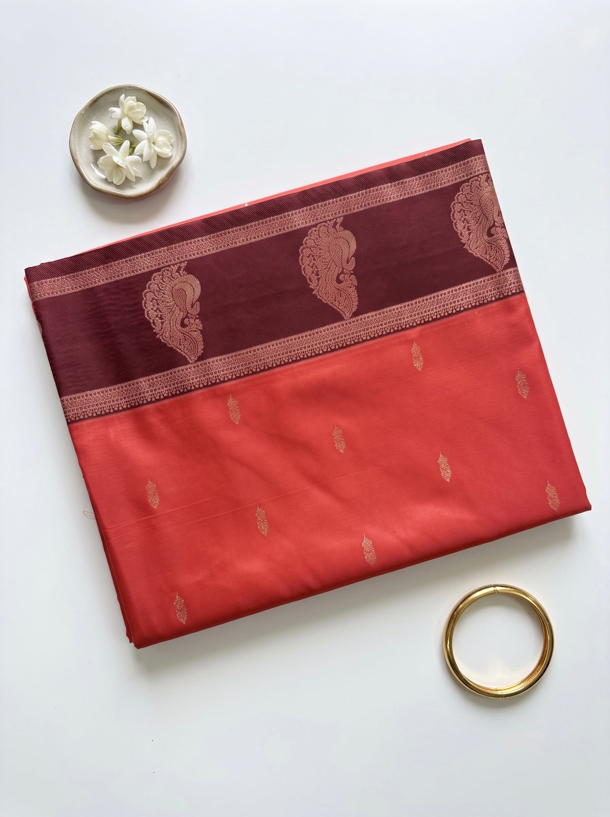 Pavitra -Soft Silk saree with contrast peacock design border and pallu