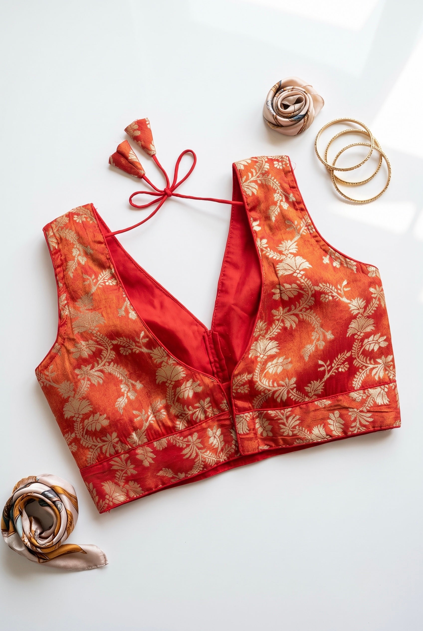 Kaniha- Brocade V-neck Sleeveless blouse