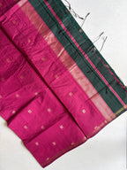 Sitara- Maheswari Cotton Silk Saree-Forest Green and Magenta Pallu