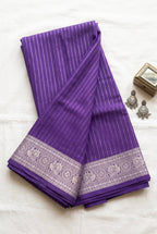 Viscose Crepe Solid saree with gold zari stripes
