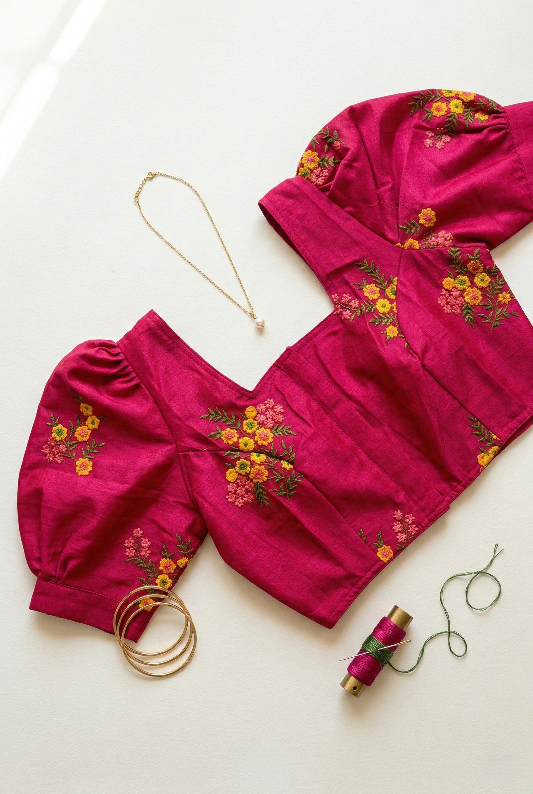 Blossom - Floral Embroidered puff Sleeve Blouse
