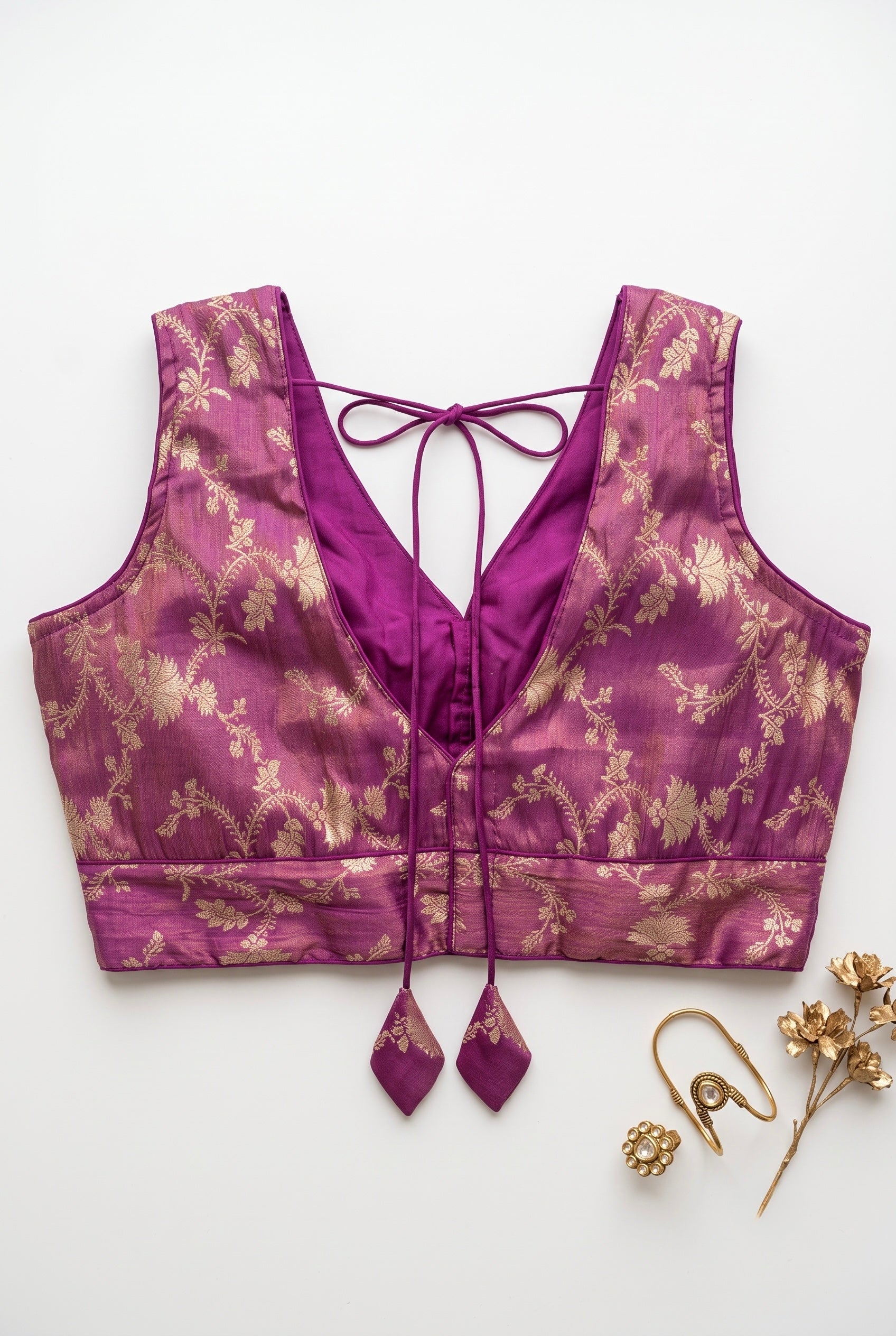 Kaniha- Brocade V-neck Sleeveless blouse