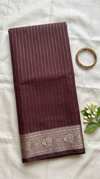 Viscose Crepe Solid saree with gold zari stripes