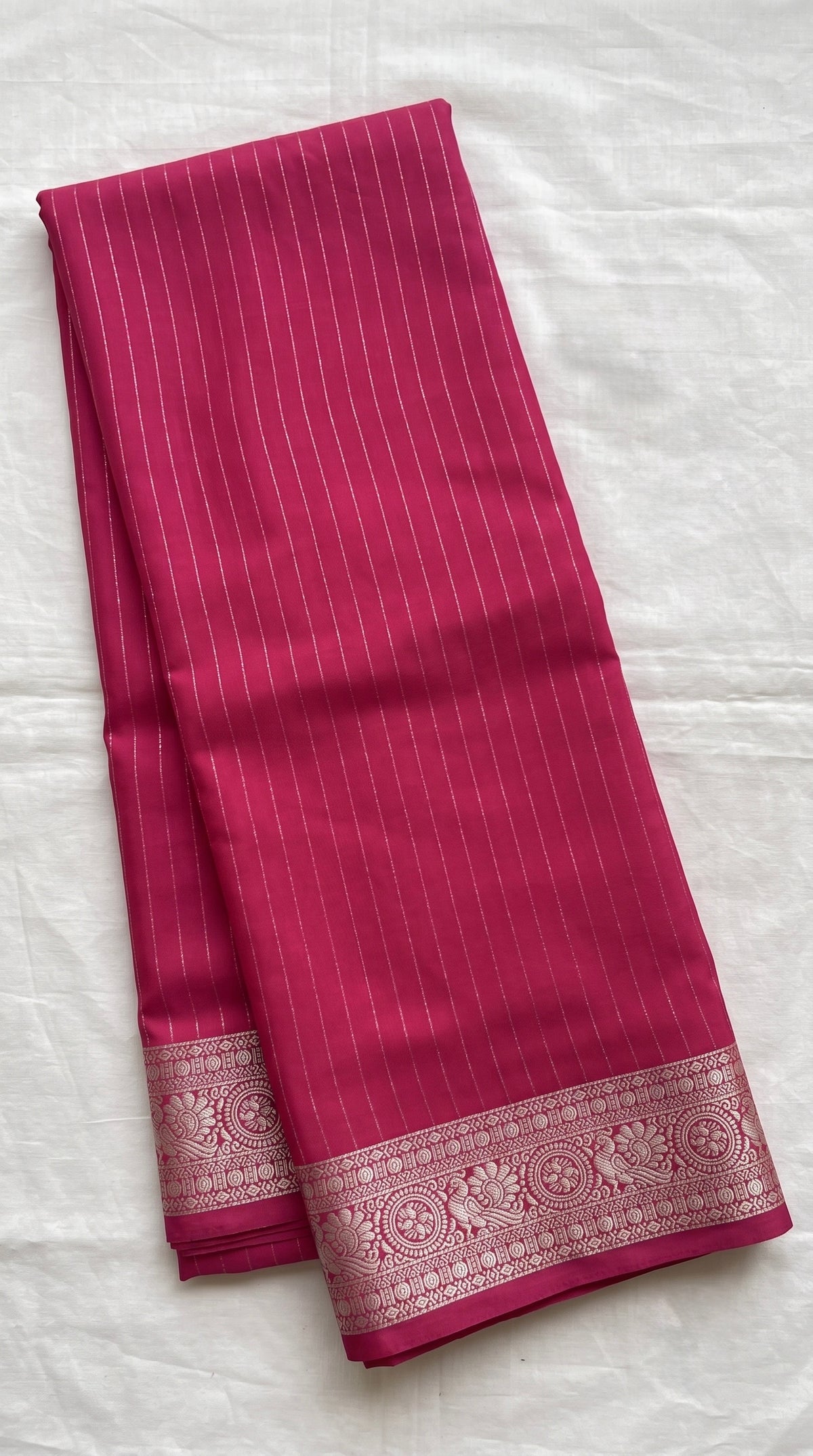 Viscose Crepe Solid saree with gold zari stripes