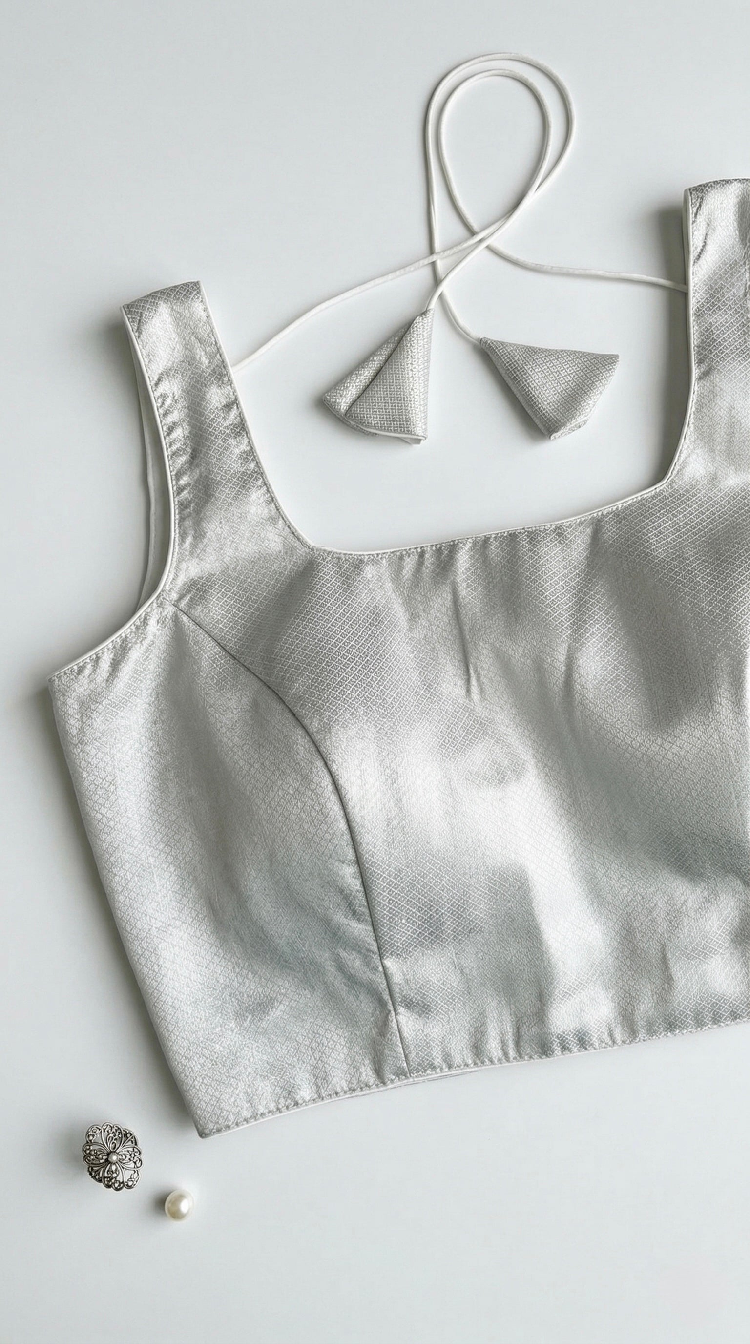 Brocade Sleeveless Padded Blouse
