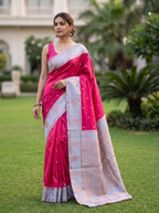 Pavitra -Soft Silk saree with contrast peacock design border and pallu