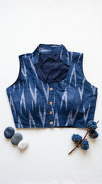 Ikkat High Neck Blouse