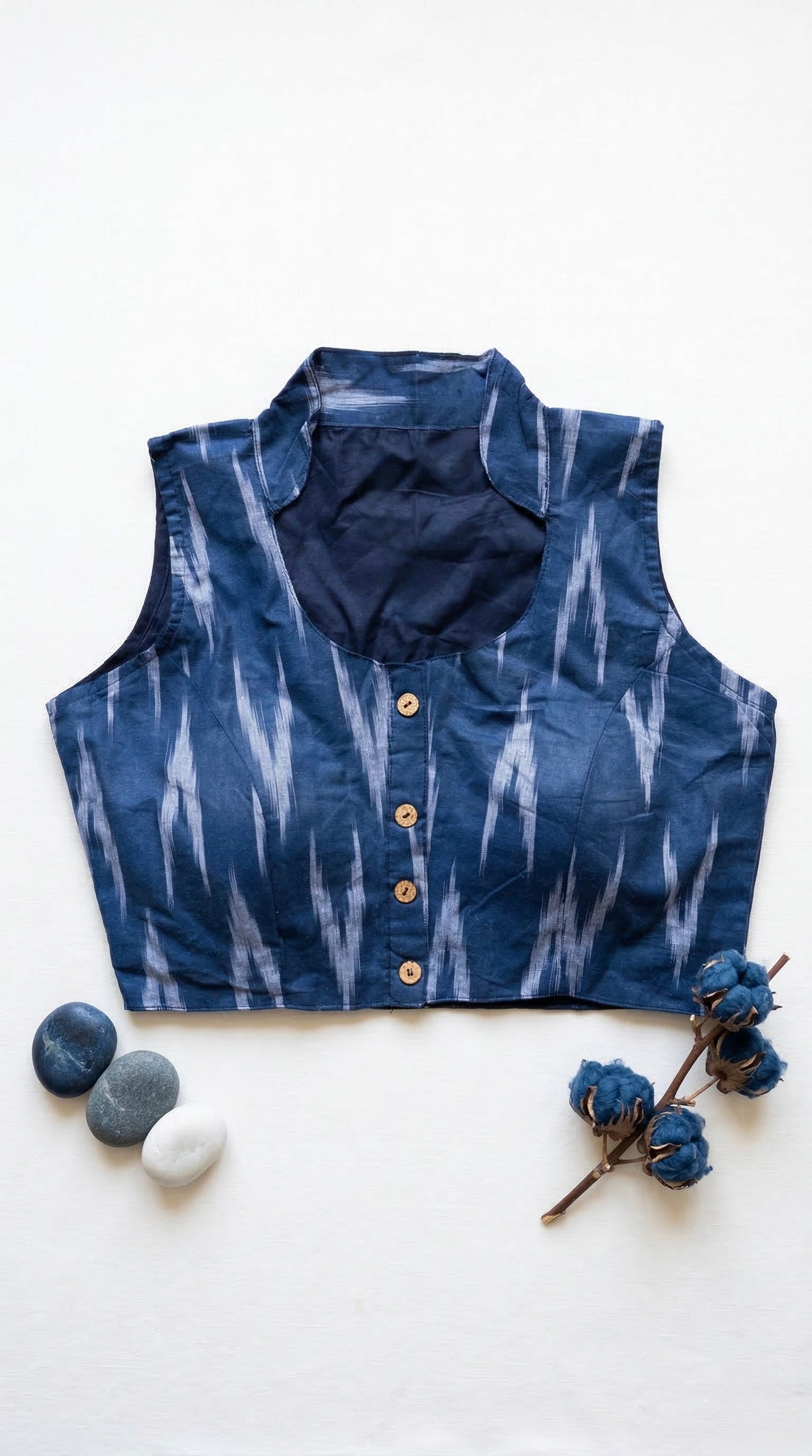 Ikkat High Neck Blouse