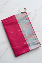 Pavitra -Soft Silk saree with contrast peacock design border and pallu