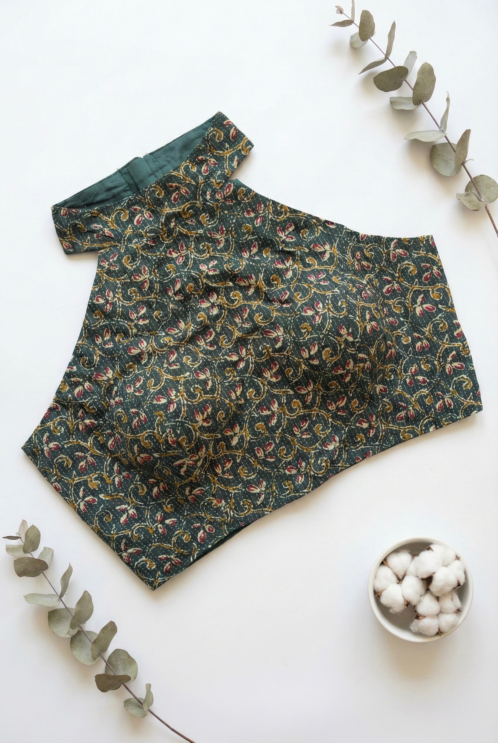 Ajrakh High Neck Halter Blouse