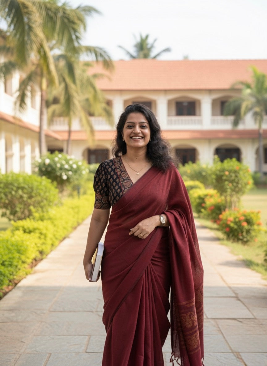 Ajrakh puff sleeve padded blouse