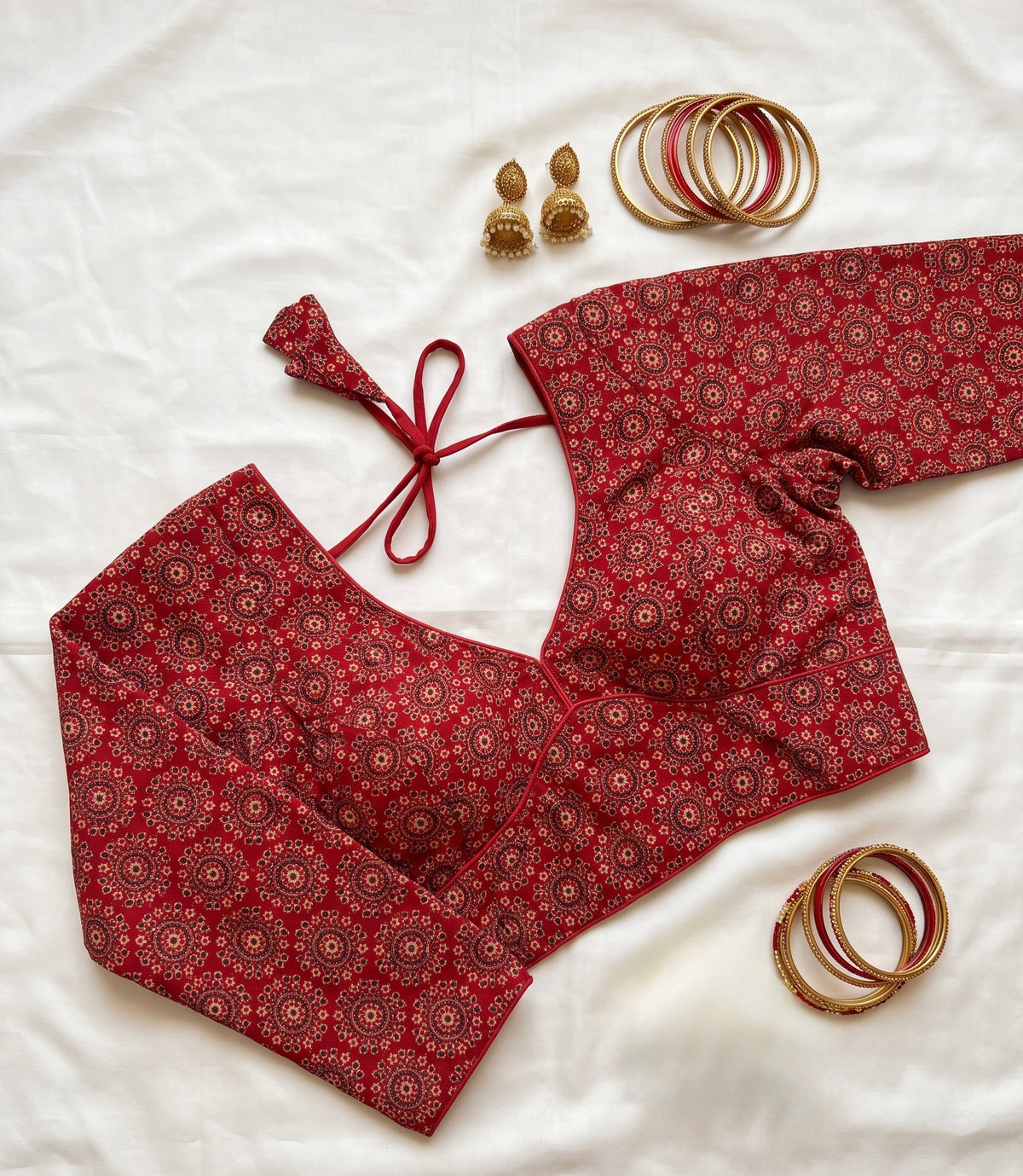 Kavya-Ajrakh Long Sleeve Padded Blouse
