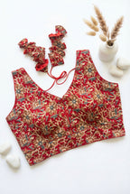 Kalamkari Sleeveless V neck Blouse