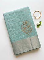 Chanderi saree in pastel shades and zari embroidery motifs