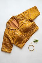 Brocade notched collar blouse