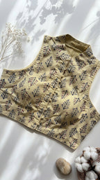 Ajrakh Cotton Mandarin Collared Padded Blouse