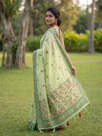Chanderi Cotton saree in woven warli design motifs