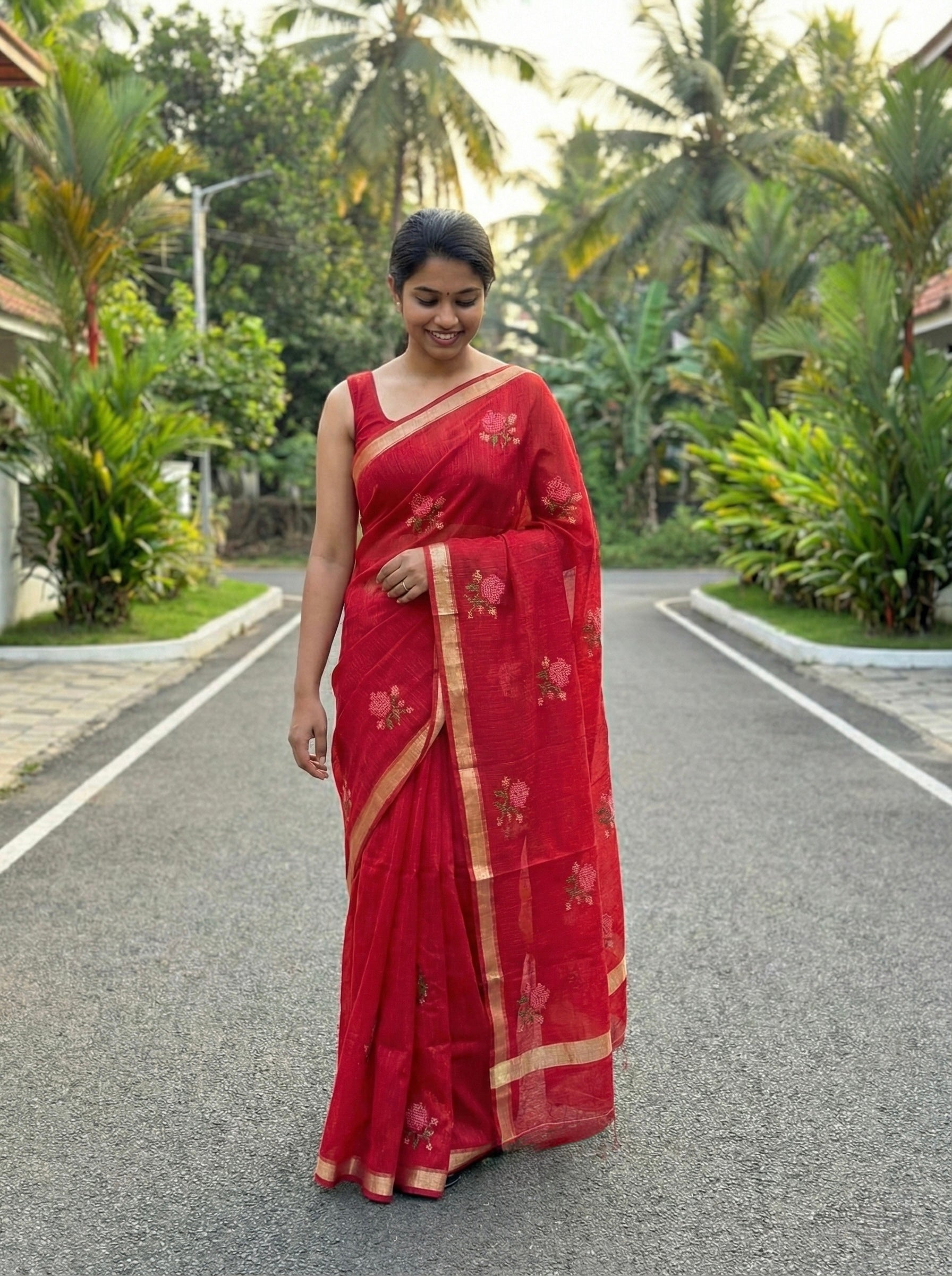 Kota Saree with crochet designed motifs