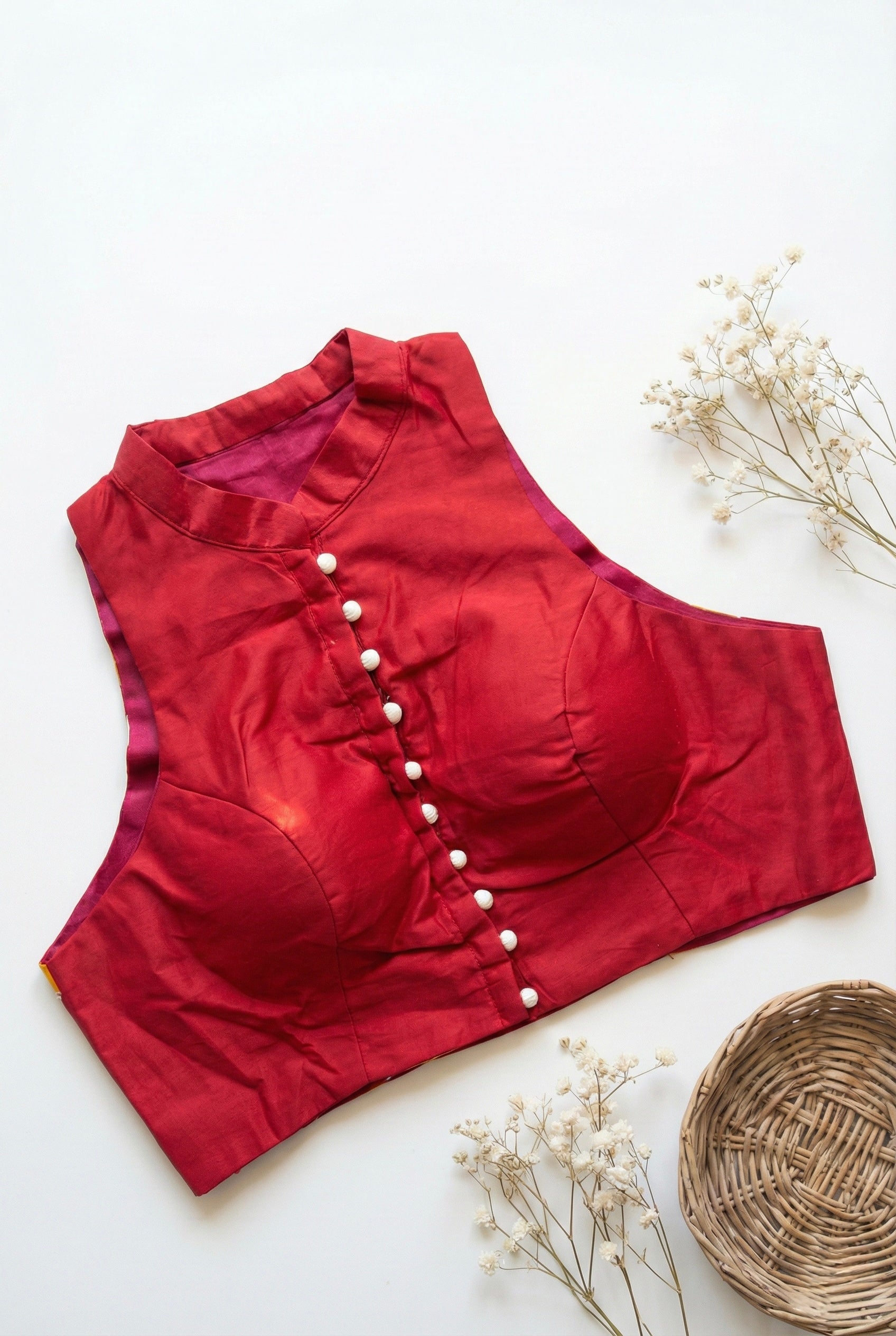 High neck batik print Sleeveless Blouse