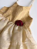 Rosa- Gold tissue ethnic frock with tie for girls