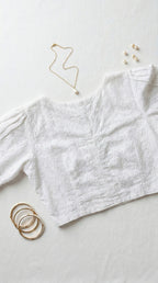 Hakoba back high neck puff sleeve blouse