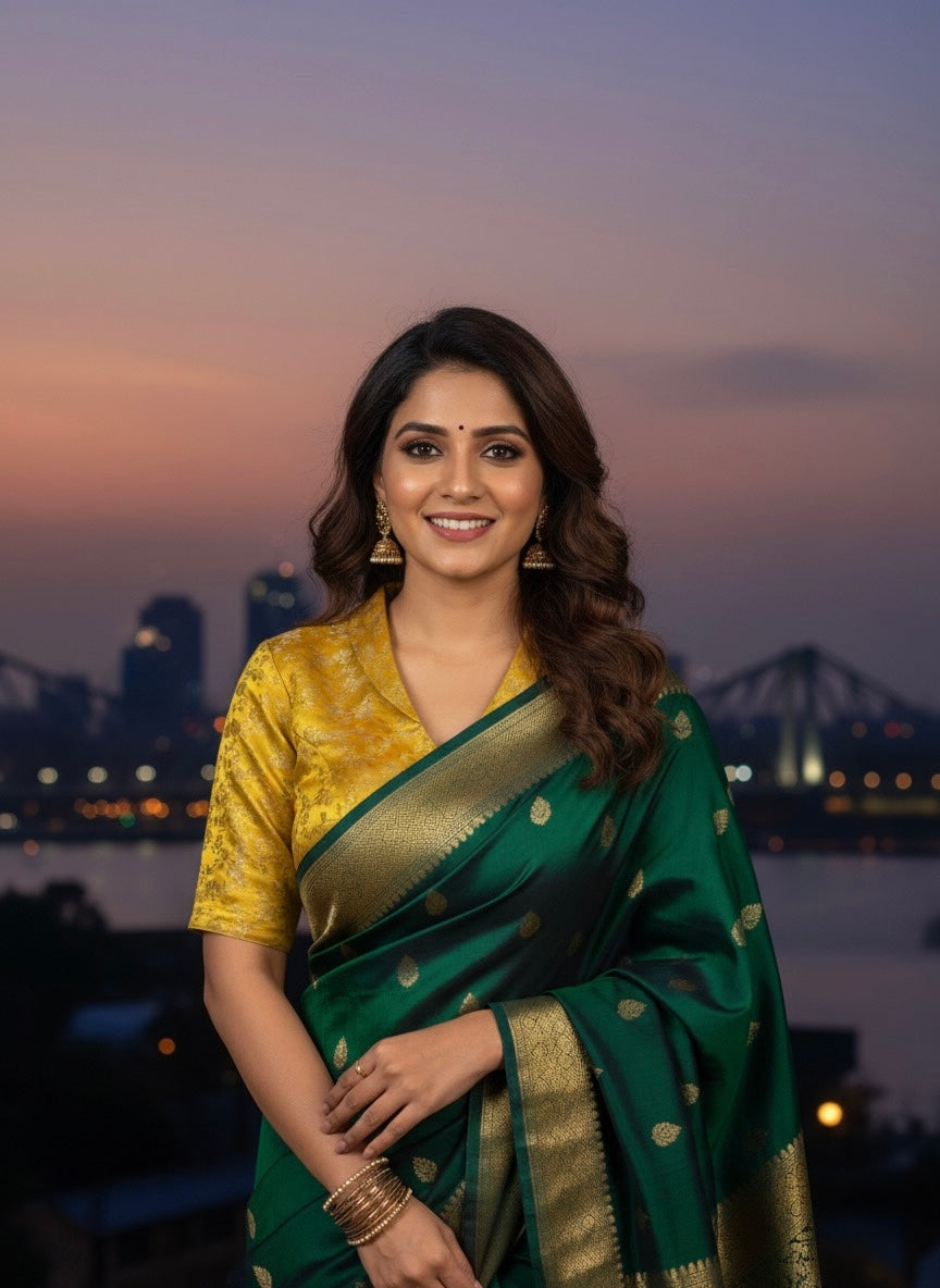 Brocade notched collar blouse