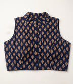 Ajrakh Cotton Mandarin Collared Padded Blouse