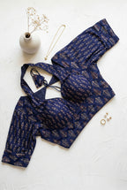 Ajrakh Cotton Half Sleeve Halter neck (with hook) Padded blouse