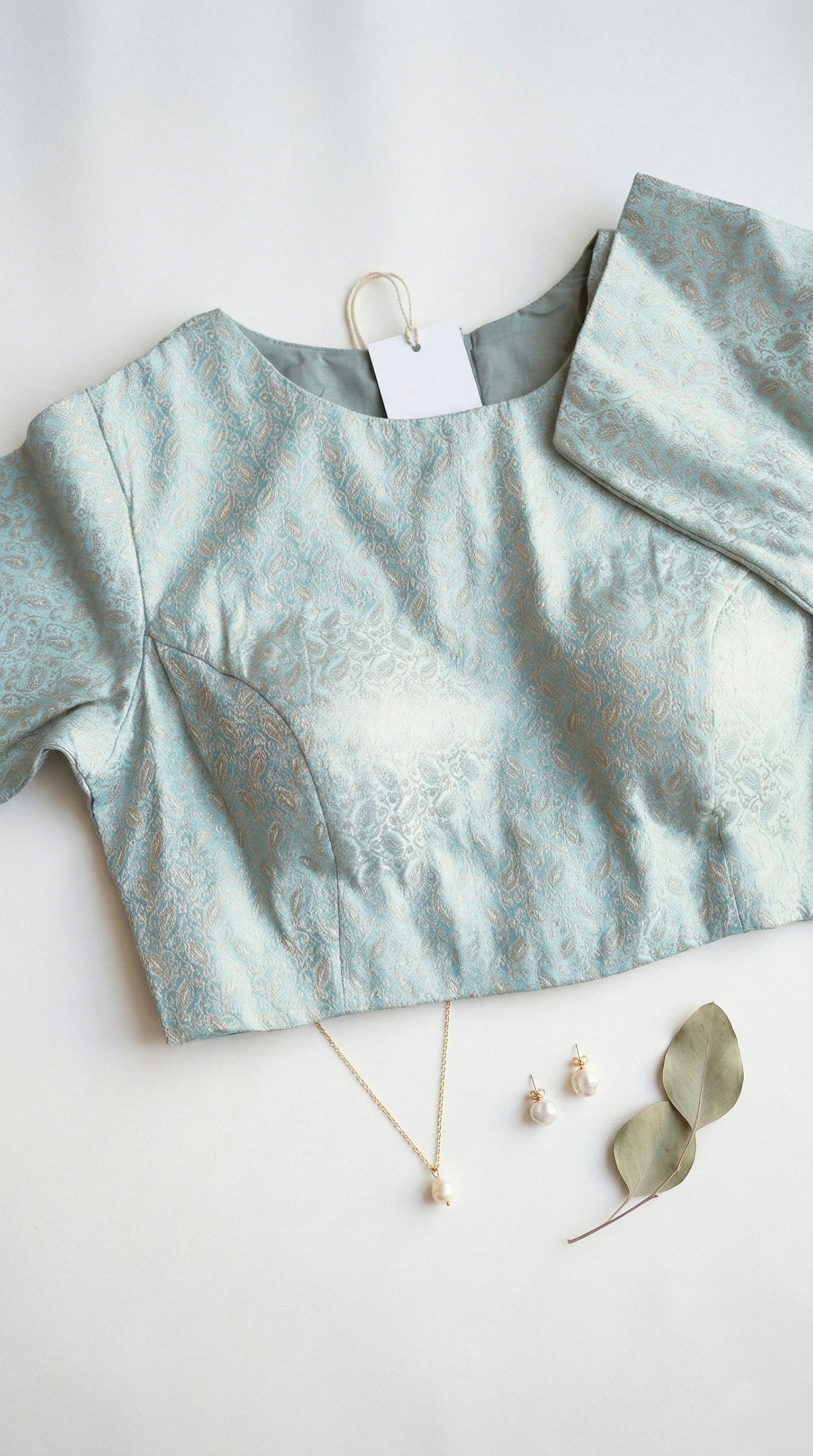 Brocade boat neck blouse