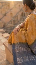 Semi tussar tissue saree in batik print