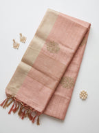 Chanderi saree in pastel shades and zari embroidery motifs