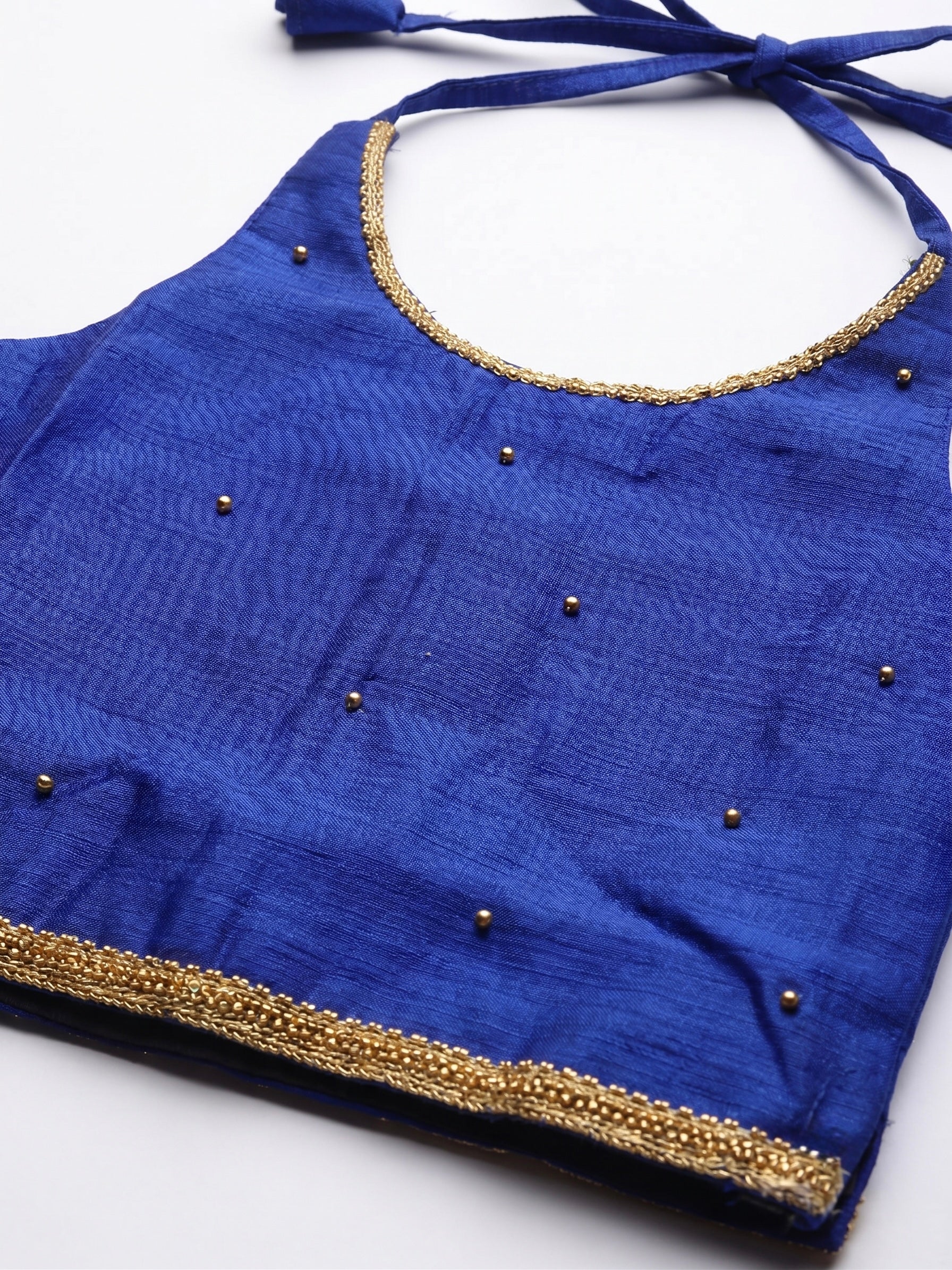 Blue & Ivory halter neck ethnic skirt and top for girls
