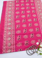 Karishma-Ajrakh print semi modal saree with real mirror and elephant design