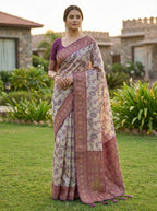 Multicolour Chanderi silk-cotton blend saree with woven motifs