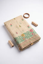 Chanderi Cotton saree with woven floral thread work