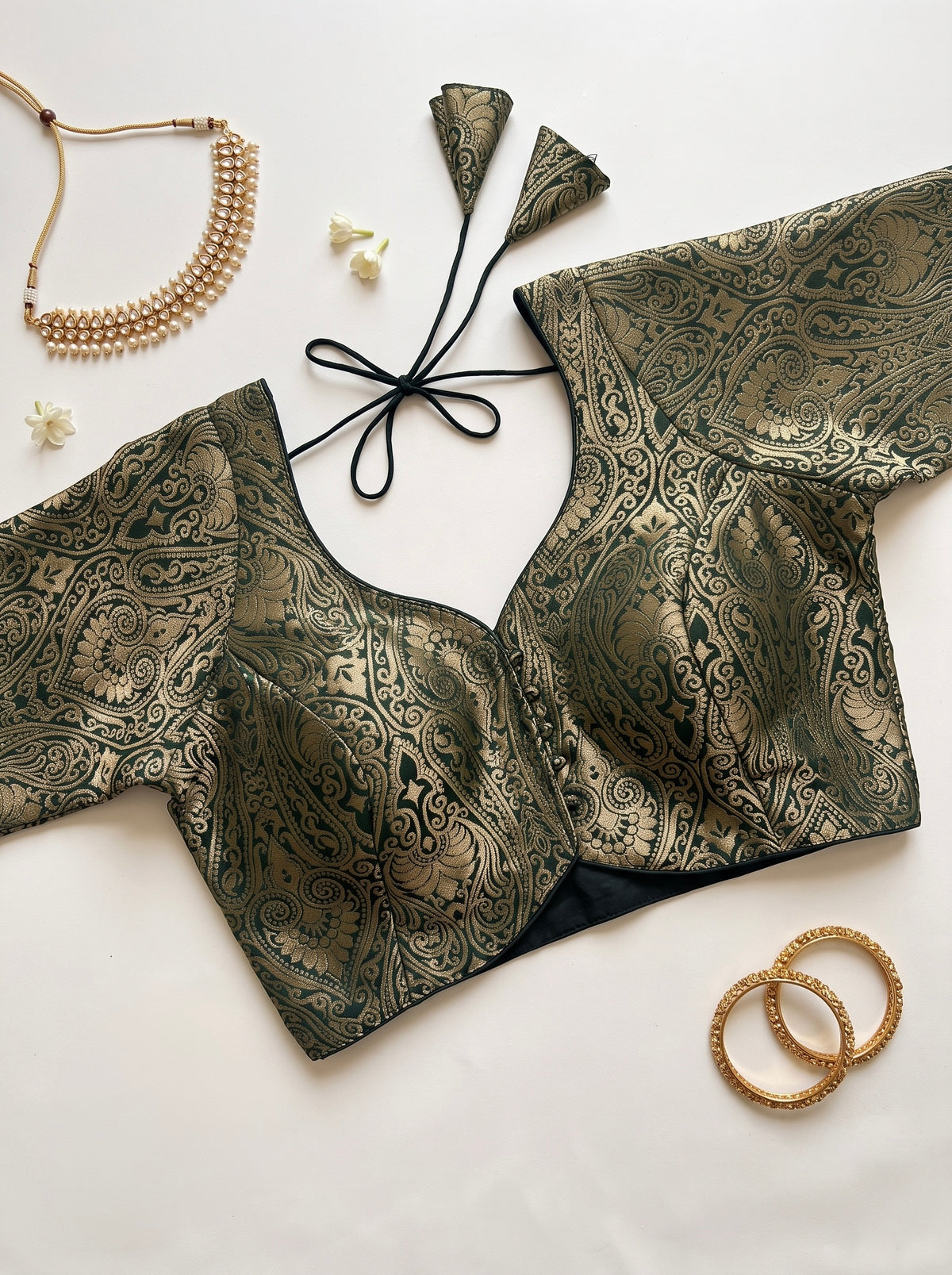 Brocade half sleeve blouse