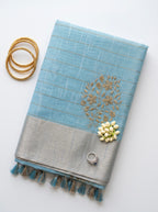 Chanderi saree in pastel shades and zari embroidery motifs
