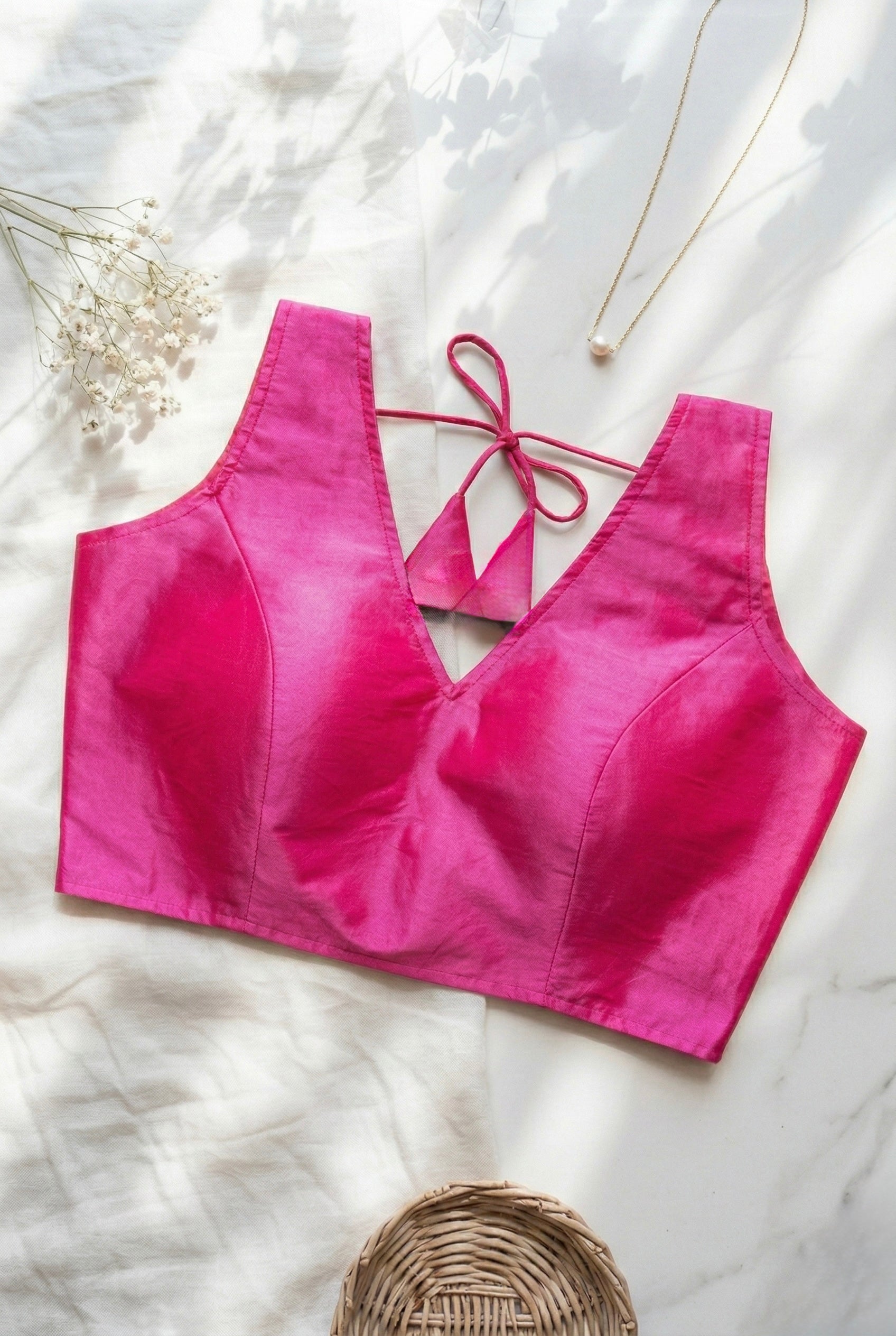 Solid Silk V-neck blouse