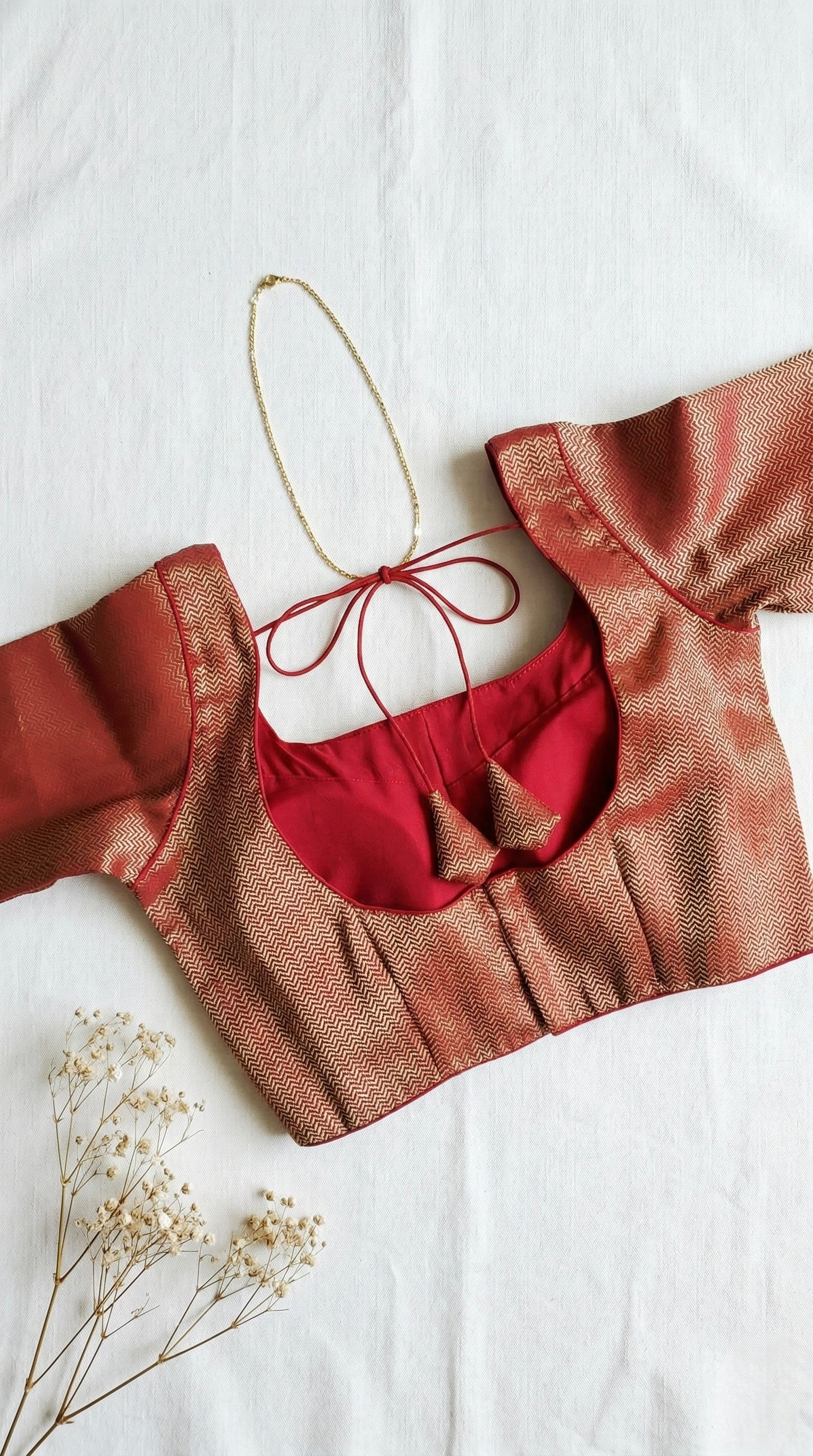 Brocade Padded Blouse with Sleeves