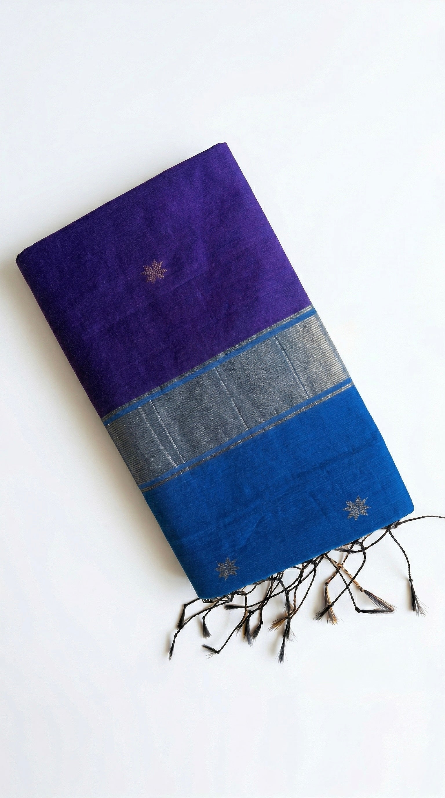 Nila-Maheswari Cotton Silk Saree-Violet and Cobalt Pallu
