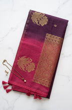 Rohini-Jute Saree with contrast pallu and floral motif border
