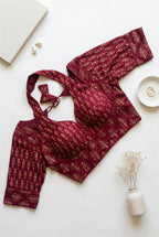 Ajrakh Cotton Half Sleeve Halter neck (with hook) Padded blouse
