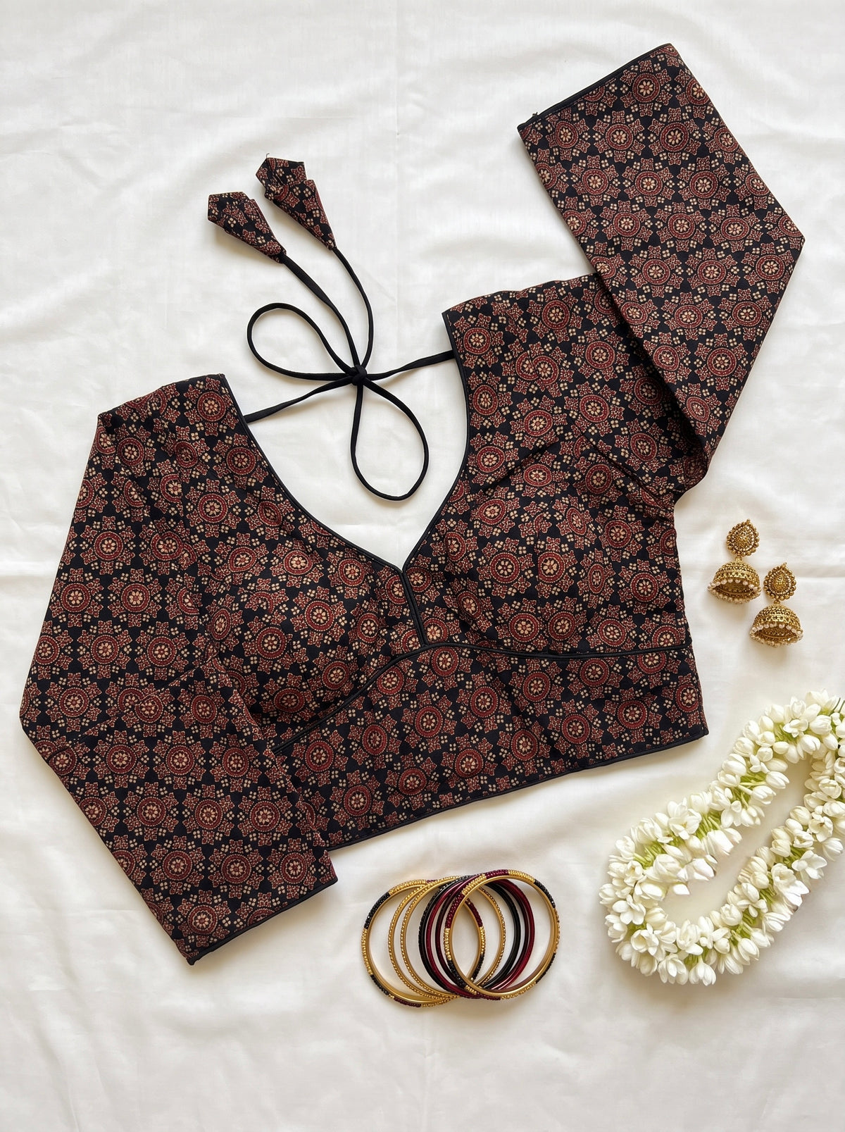 Kavya-Ajrakh Long Sleeve Padded Blouse