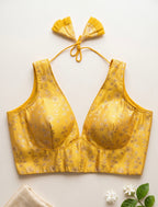 Manya-Brocade plunge neck sleeveless Blouse