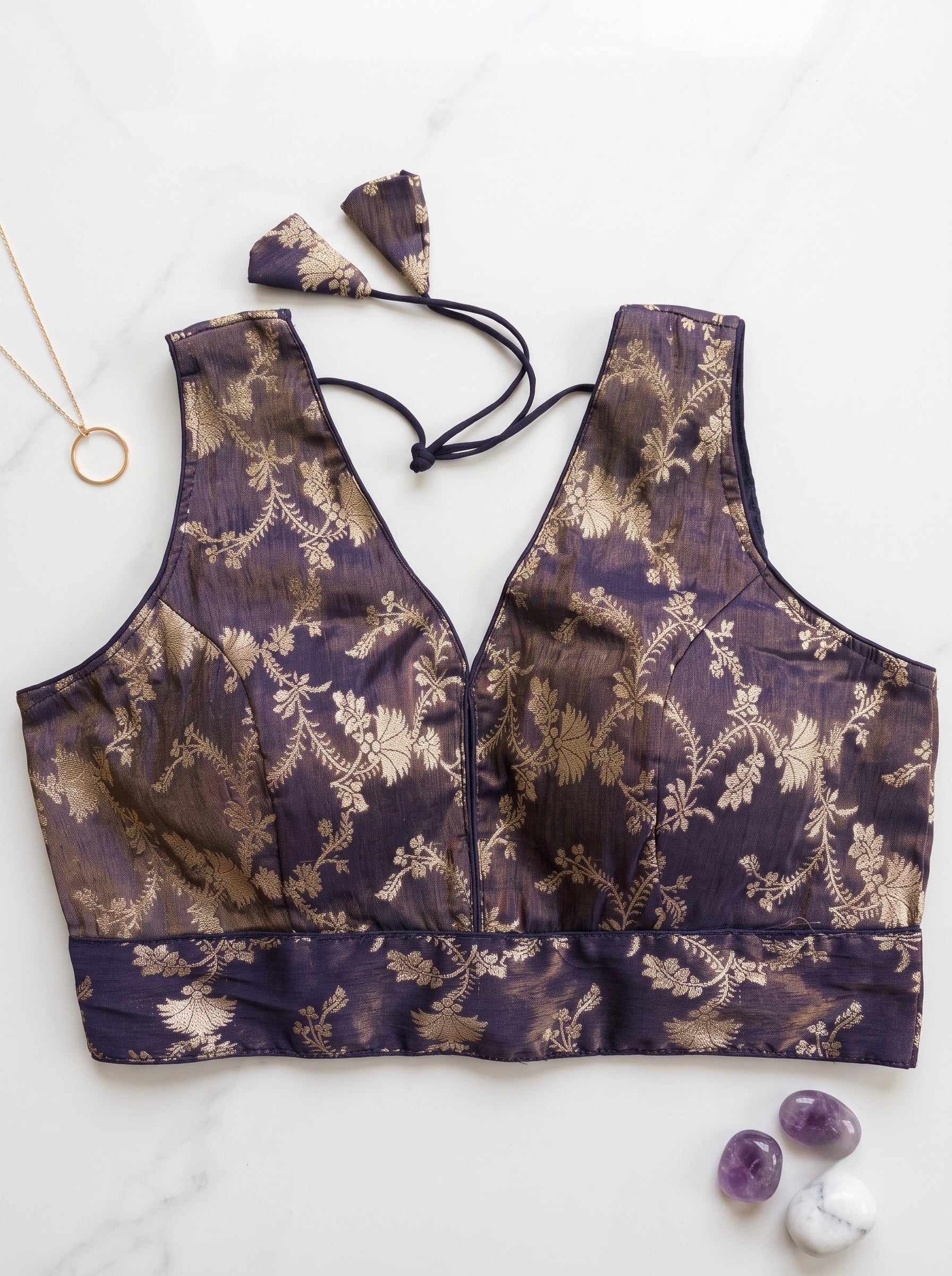Kaniha- Brocade V-neck Sleeveless blouse