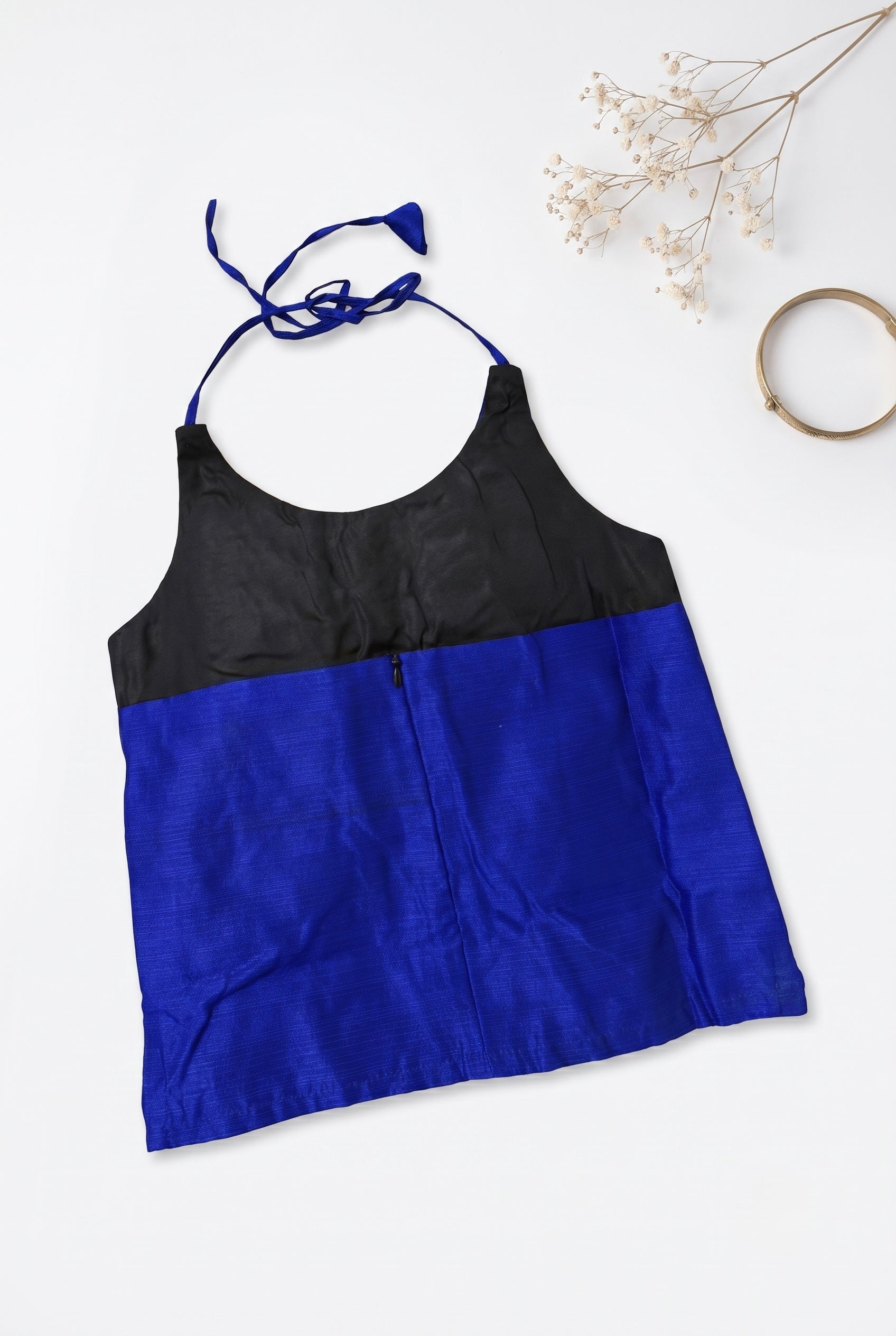 Blue & Ivory halter neck ethnic skirt and top for girls