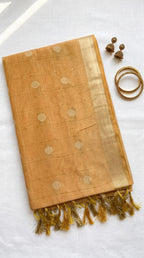 Chandani-Semi tussar saree with polka dot checkered weave design