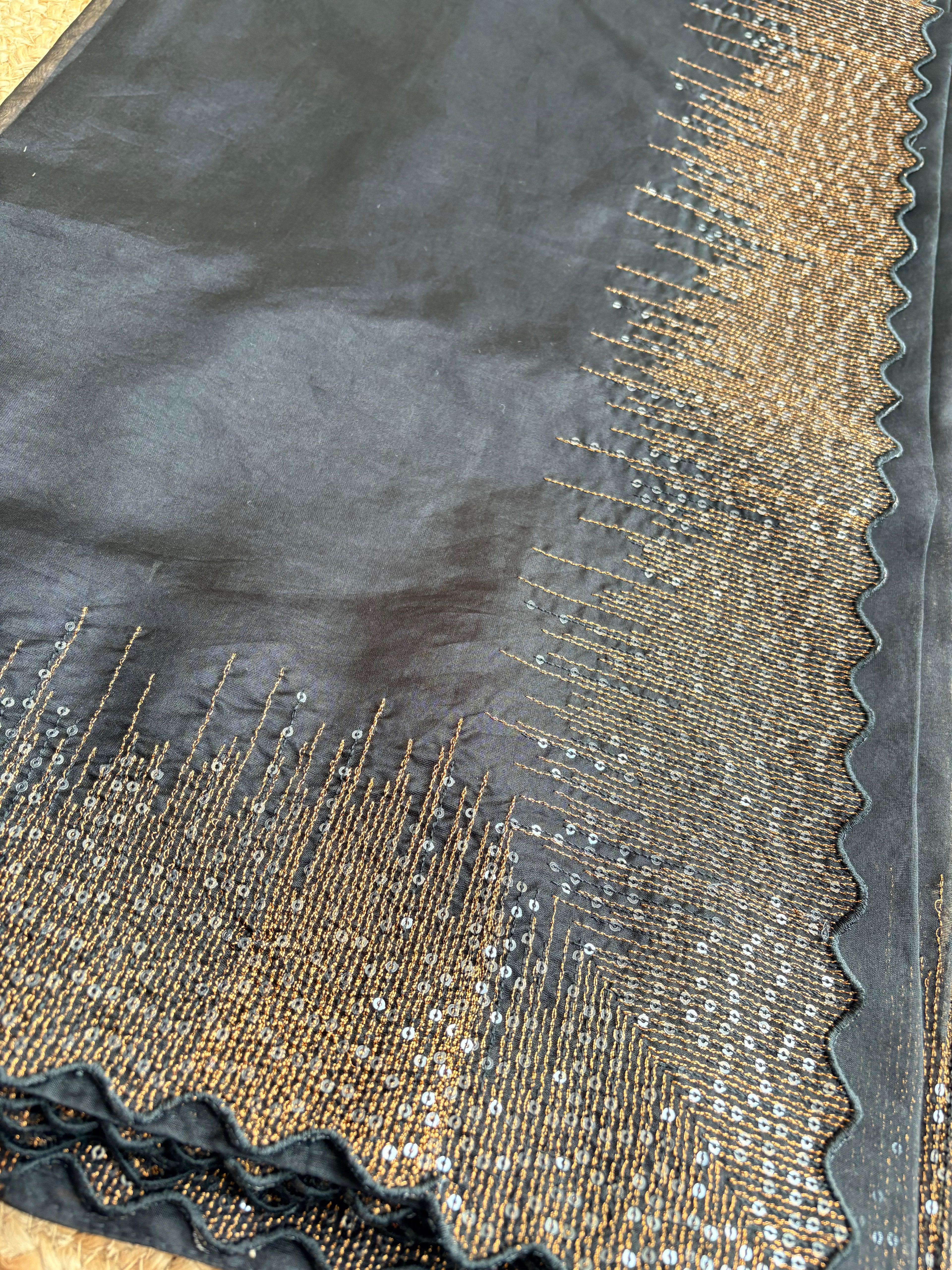 Organza saree with zari and sequin borders