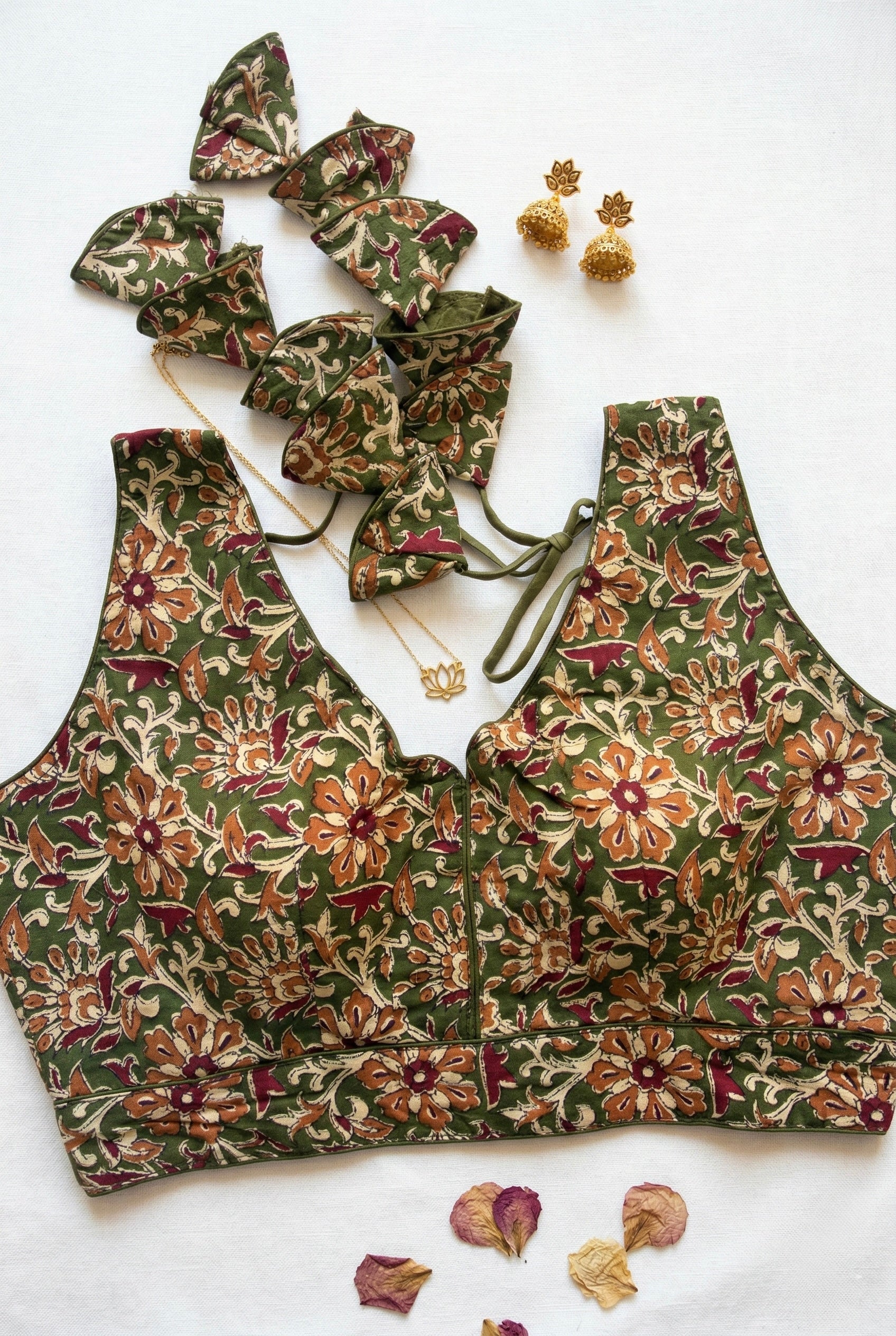 Kalamkari Sleeveless V neck Blouse